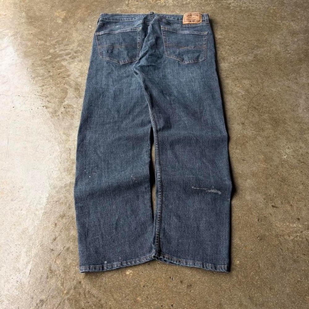 Signature by Levi Strauss & Co Mens 36x30 Straight Leg Dark Wash Blue Jeans 3249